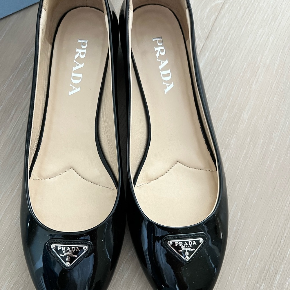 Prada Black Patent Leather Ballet Slippers - Picture 2 of 6